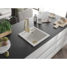 Mexen Vito granite kitchen sink 1-bowl with Elia kitchen faucet, white - 6503-20-670101-50