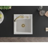 Mexen Vito granite kitchen sink 1-bowl with Elia kitchen faucet, white - 6503-20-670101-50