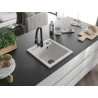 Mexen Vito granite sink 1-bowl with Elia kitchen faucet, white - 6503-20-670101-70