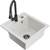 Mexen Vito 1-bowl Granite Sink with Elia Kitchen Faucet, White - 6503-20-670101-70