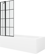 Mexen Vega 170 x 70 cm rectangular bathtub with panels and a 1-wing screen 80 cm, black pattern - 550117070X9408117077