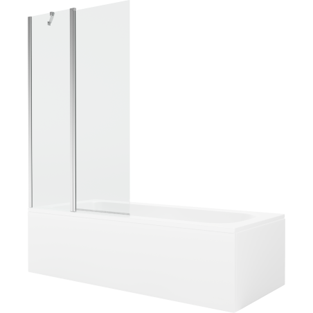 Mexen Vega 170 x 70 cm rectangular bathtub with panels and a 1-wing screen 100 cm, transparent, chrome - 550117070X9410110100