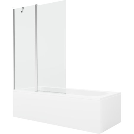 Mexen Vega 170 x 70 cm rectangular bathtub with panels and a 1-wing screen 120 cm, transparent, chrome - 550117070X9412110100