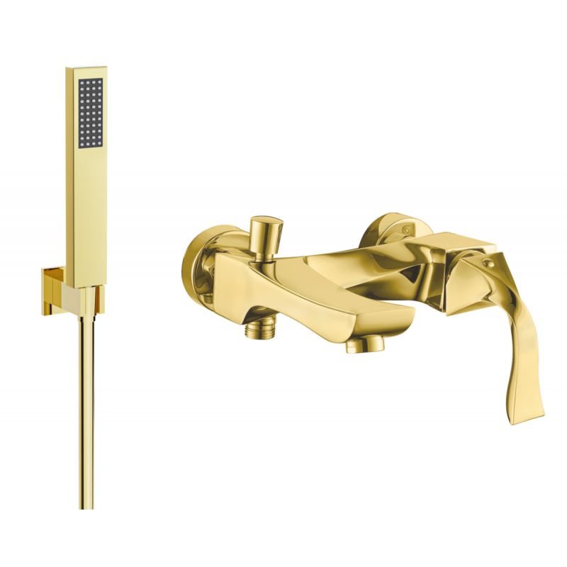 Mexen Estrella R02 bathtub faucet with shower set, gold - 7233R02-50