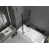 Mexen Vega 170 x 70 cm rectangular bathtub with panels and a 1-wing screen 120 cm, transparent, black - 550117070X9412117000