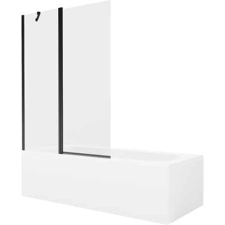 Mexen Vega 170 x 70 cm rectangular bathtub with panels and a 1-wing screen 120 cm, transparent, black - 550117070X9412117000