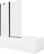 Mexen Vega 170 x 70 cm rectangular bathtub with panels and a 1-wing screen 120 cm, transparent, black - 550117070X9412117000