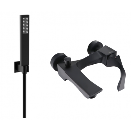 Mexen Estrella R02 bathtub mixer tap with shower head, Black - 7233R02-70