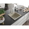 Mexen Vito 1-bowl granite sink with Elia kitchen faucet, beige - 6503-69-670101-69