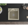 Mexen Vito 1-bowl granite sink with Elia kitchen faucet, beige - 6503-69-670101-69