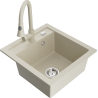 Mexen Vito Granite Sink 1-Bowl with Elia Kitchen Tap, Beige - 6503-69-670101-69