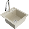 Mexen Vito granite kitchen sink 1-bowl with Elia kitchen tap, beige - 6503-69-670101-00