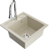 Mexen Vito single-bowl granite sink with Elia kitchen faucet, beige - 6503-69-670101-00