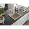 Mexen Vito granite kitchen sink 1-bowl with Elia kitchen faucet, beige - 6503-69-670101-50
