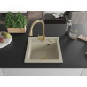 Mexen Vito granite kitchen sink 1-bowl with Elia kitchen faucet, beige - 6503-69-670101-50