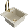 Mexen Vito 1-bowl granite sink with Elia kitchen tap, beige - 6503-69-670101-50
