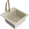 Mexen Vito granite kitchen sink 1-bowl with Elia kitchen faucet, beige - 6503-69-670101-50