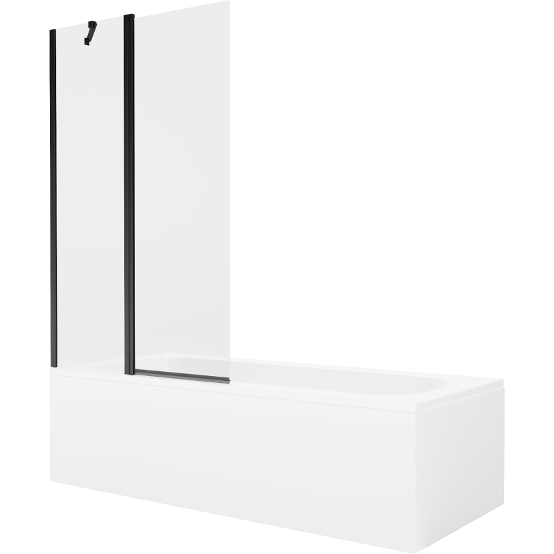 Mexen Vega 180 x 80 cm rectangular bathtub with panels and a 1-wing screen 100 cm, transparent, black - 550118080X9410117000