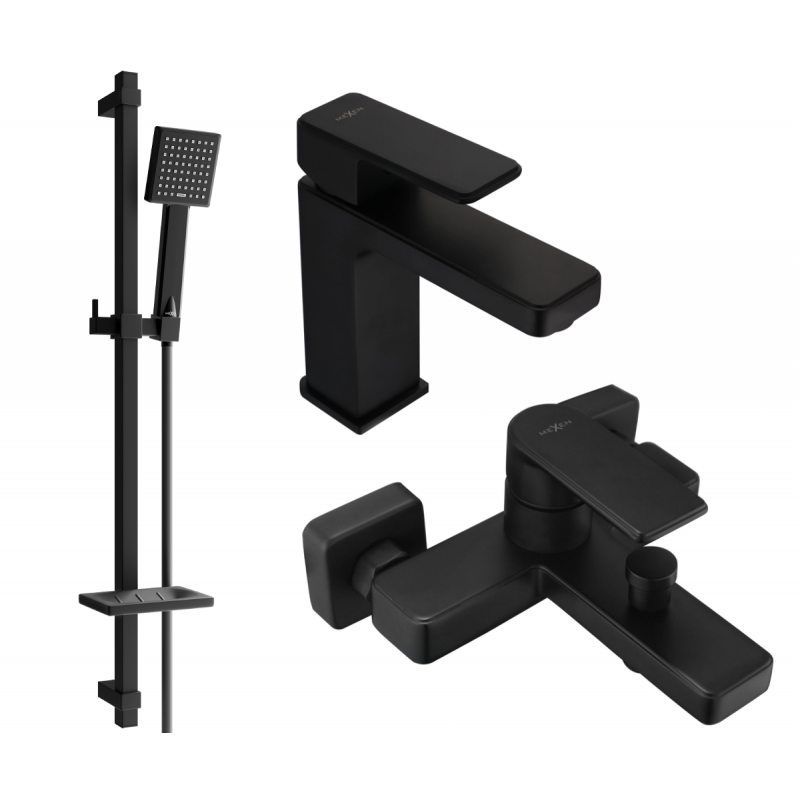 Mexen Mino DQ45 bath set, black - 72403DQ45-70