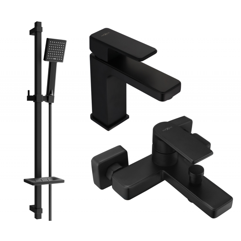 Mexen Mino DQ45 bathtub set, Black - 72403DQ45-70