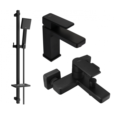 Mexen Mino DQ45 bath set, black - 72403DQ45-70
