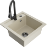 Mexen Vito 1-chamber granite sink with Elia kitchen faucet, beige - 6503-69-670101-70