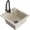 Mexen Vito 1-compartment granite sink with a kitchen mixer tap Elia, Beige - 6503-69-670101-70