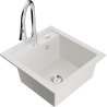Mexen Vito granite kitchen sink 1-bowl with Elia kitchen faucet, white - 6503-20-670101-00