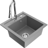 Mexen Vito 1-bowl Granite Sink with Elia Kitchen Tap, Grey - 6503-71-670101-00
