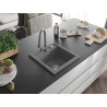 Mexen Vito granit sink 1-bowl with Elia kitchen faucet, gray - 6503-71-670101-71