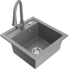 Mexen Vito granit sink 1-bowl with Elia kitchen faucet, gray - 6503-71-670101-71
