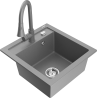 Mexen Vito granite sink 1-bowl with Elia kitchen faucet, gray - 6503-71-670101-71