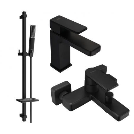 Mexen Mino DQ72 bath set, black - 72403DQ72-70