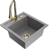 Mexen Vito 1-Bowl Granite Sink with Elia Kitchen Faucet, Gray - 6503-71-670101-50