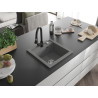 Mexen Vito granite single-bowl kitchen sink with Elia kitchen faucet, gray - 6503-71-670101-70