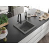 Mexen Vito granite kitchen sink 1-bowl with kitchen faucet Elia, gray - 6503-71-670101-70-B