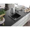 Mexen Vito 1-bowl granite sink with kitchen faucet Elia, black/silver metallic - 6503-73-670101-70