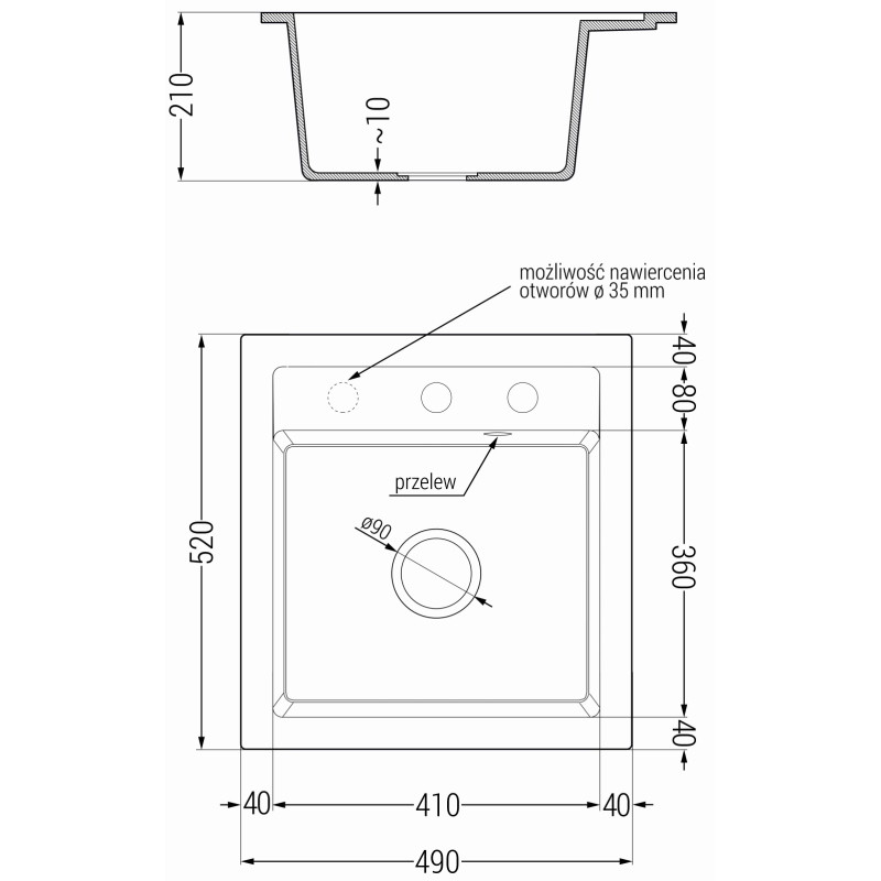 Mexen Vito 1-bowl granite sink with kitchen faucet Elia, black/silver metallic - 6503-73-670101-70