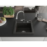 Mexen Vito granite sink 1-bowl with Elia kitchen faucet, black/gold metallic - 6503-75-670101-00