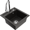 Mexen Vito 1-bowl granite sink with Elia kitchen faucet, black/gold metallic - 6503-75-670101-00