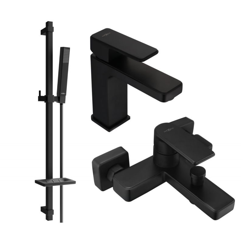 Mexen Mino DQ77 bathtub set, Black - 72403DQ77-70