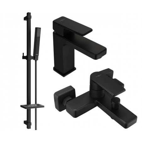 Mexen Mino DQ77 bath set, black - 72403DQ77-70