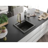 Mexen Vito 1-bowl granite sink with Elia kitchen faucet, black/gold metallic - 6503-75-670101-50-B