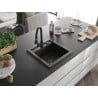 Mexen Vito 1-bowl granite kitchen sink with Elia kitchen tap, black/gold metallic - 6503-75-670101-70-B