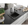Mexen Vito granite kitchen sink 1-bowl with kitchen faucet Elia, black/golden metallic - 6503-75-670101-70-B
