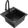 Mexen Vito 1-bowl granite kitchen sink with Elia kitchen tap, black/gold metallic - 6503-75-670101-70-B