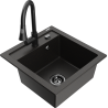 Mexen Vito granite kitchen sink with 1 chamber and Elia kitchen faucet, black/gold metallic - 6503-75-670101-70-B