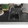 Mexen Vito 1-bowl granite kitchen sink with Elia kitchen faucet, black speckled - 6503-76-670101-00