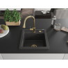 Mexen Vito 1-bowl granite kitchen sink with Elia kitchen faucet, black speckled - 6503-76-670101-50