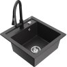 Mexen Vito granite kitchen sink, 1-bowl with Elia kitchen faucet, speckled black - 6503-76-670101-70